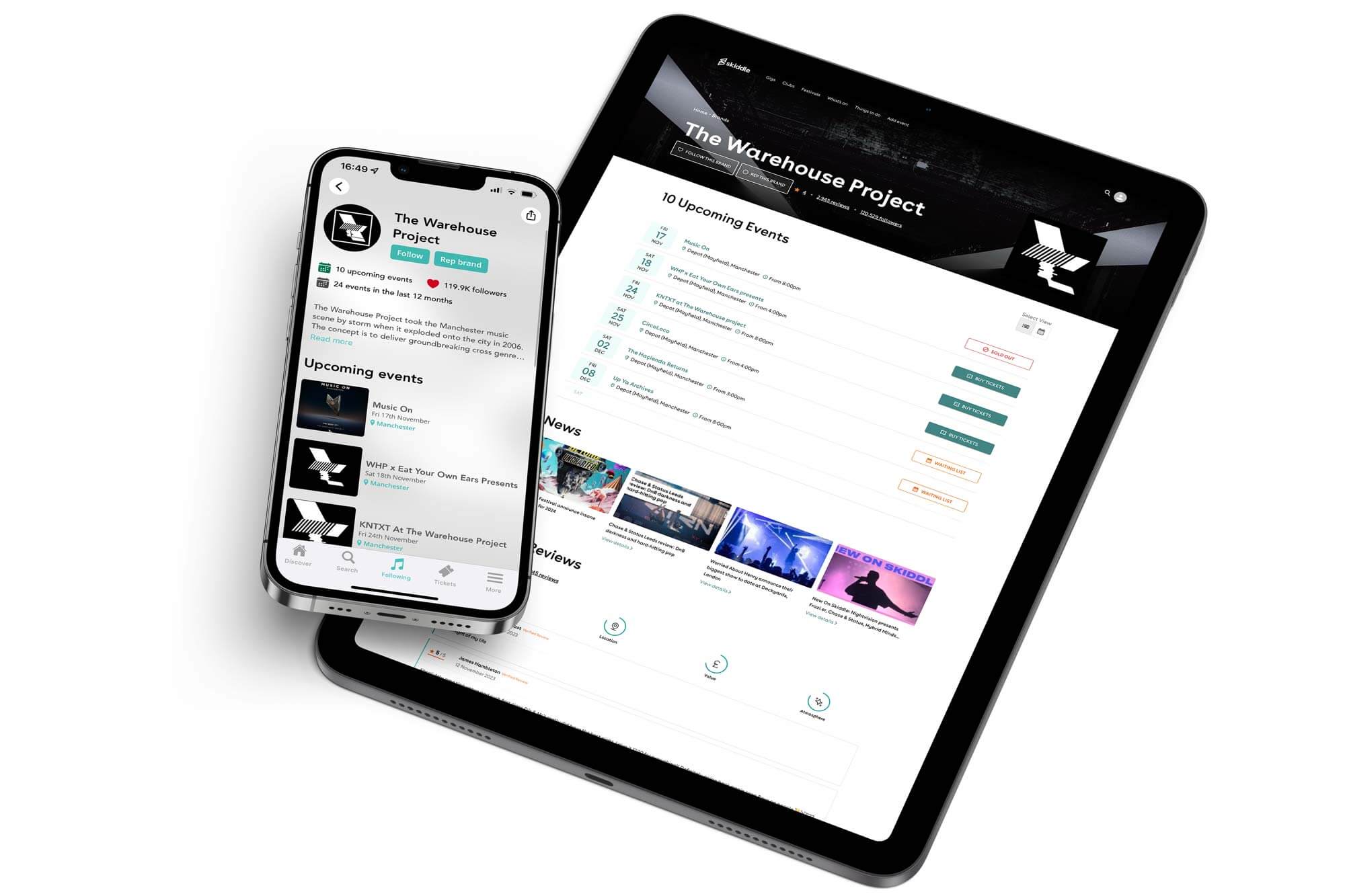 brand pages on mobile and tablet device