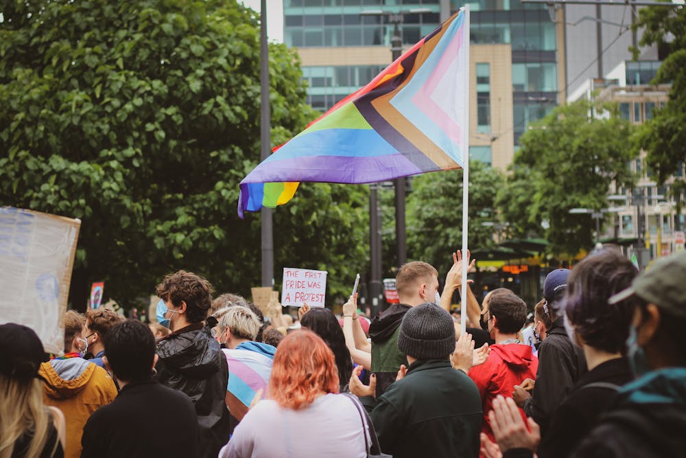 Pride March with Progress Flag