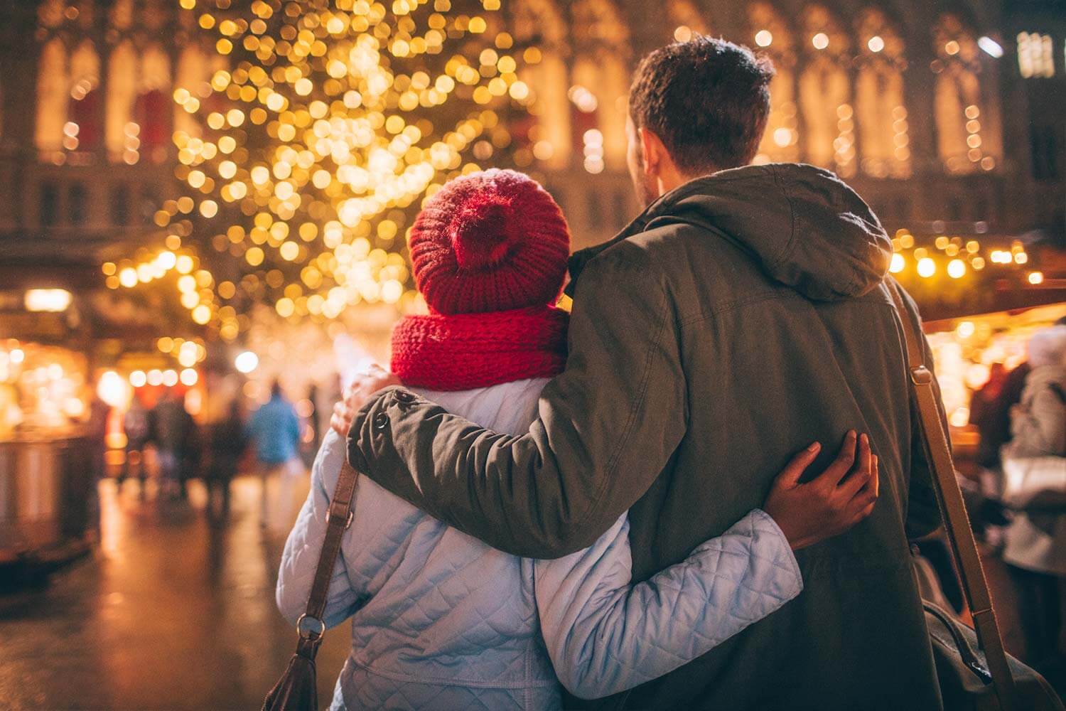 Couple at Christmas markets