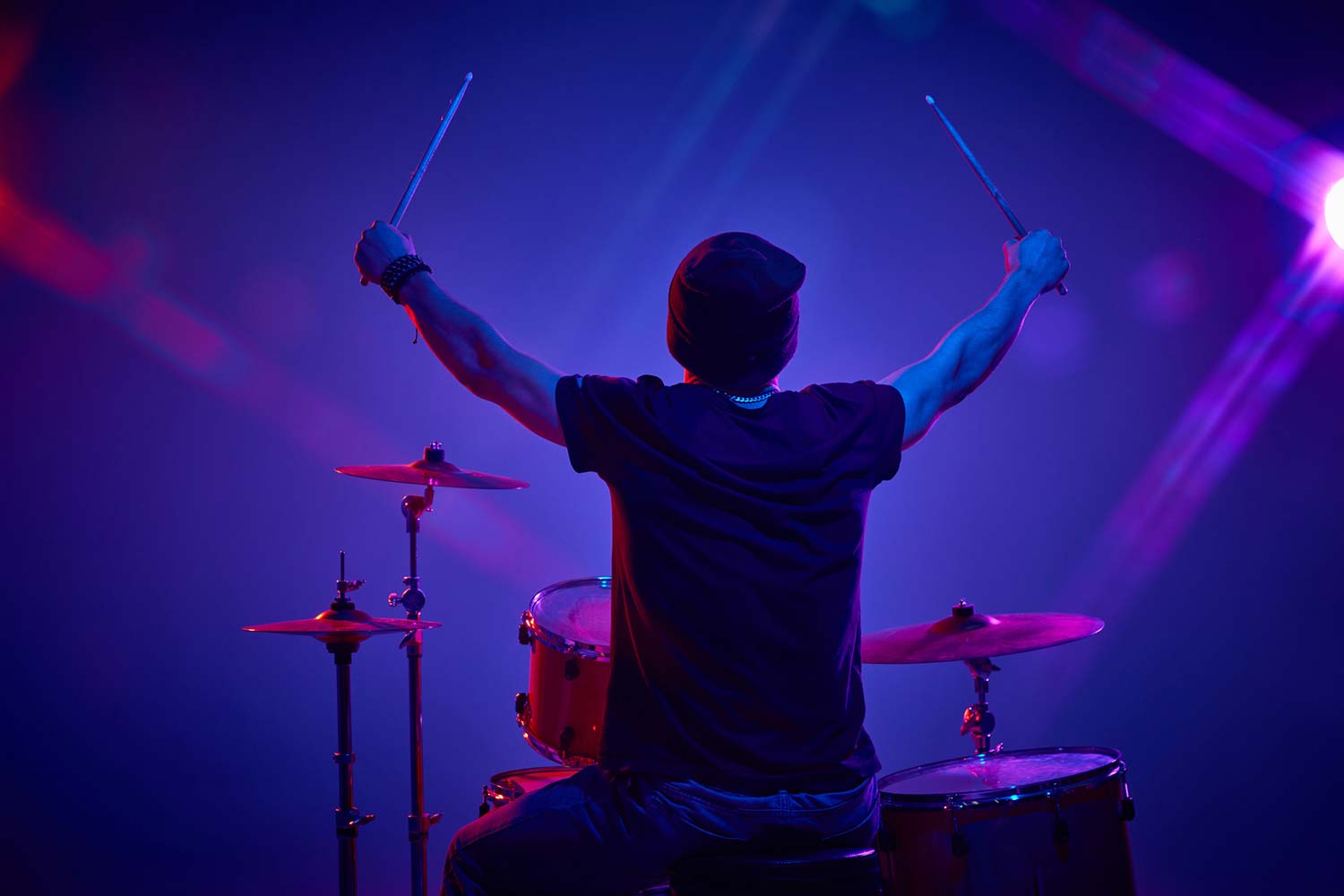 Silhouette of drummer